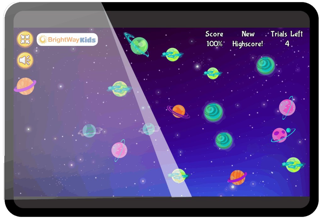 BrightWay Kids digital game Memory Saccades for Eye Tracking