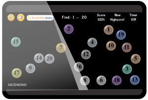 BrightWay Kids digital game Saccadic Trainer (numerical sequencing) for Dyscalculia
