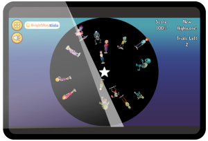 BrightWay Kids game Saccadic Wheel Visual Discrimination for Eye Tracking