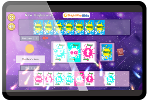 Screen shot of Frenzy Card Game by BrightWay Kids. Builds decoding, letter sequencing, spelling skills.