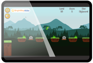 BrightWay Kids Dino Adventure game on a tablet